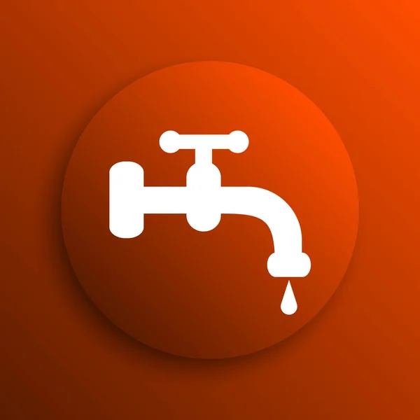 Піктограма Водяного Крана Кнопка Інтернету Помаранчевому Фоні — стокове фото