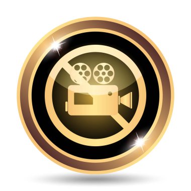 Yasak video kamera simgesi. Beyaz arka plan üzerinde Internet düğmesi