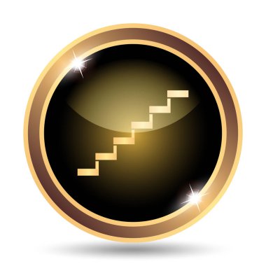 Merdiven simgesi. Beyaz arka plan üzerinde Internet düğmesi