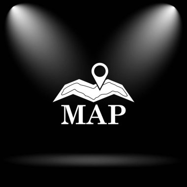 Harita simgesi. Siyah arka plan üzerine Internet düğmesi