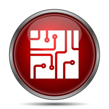 Devre kartı. Beyaz arka plan üzerinde Internet düğmesi
