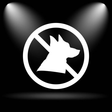 Yasak köpekler simgesi. Siyah arka plan üzerine Internet düğmesi