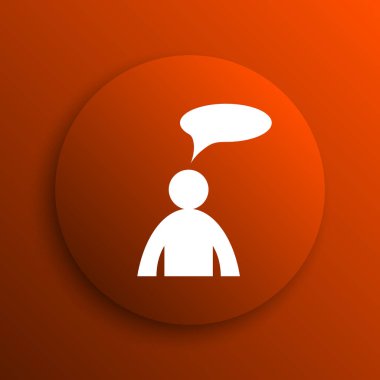 Yorumlar simgesine. Turuncu arka plan - bubbl adamla Internet düğmesini