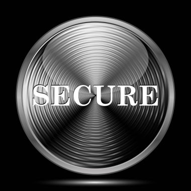 Güvenli simgesi. Siyah arka plan üzerine Internet düğmesi