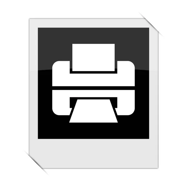 Εικονίδιο Εκτυπωτή Μέσα Μια Φωτογραφία Λευκό Backgroun — Φωτογραφία Αρχείου