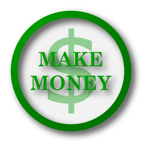 Make Money Icon Przycisk Internet Białym Tle — Zdjęcie stockowe