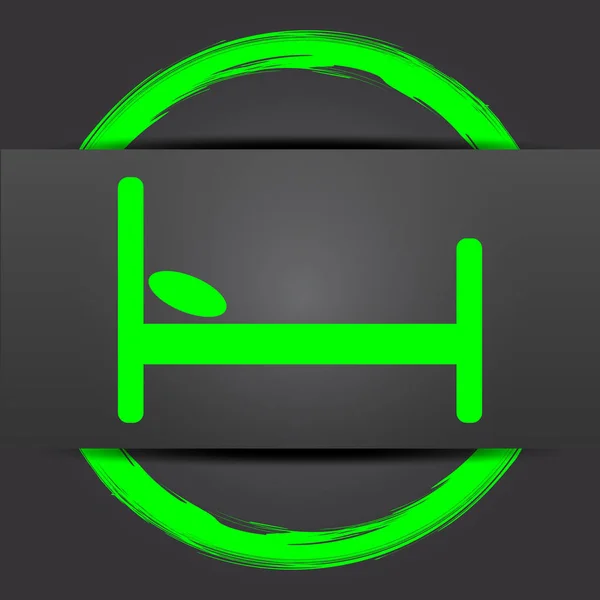 Значок Готелю Кнопка Інтернету Зеленим Сірому Фоні — стокове фото