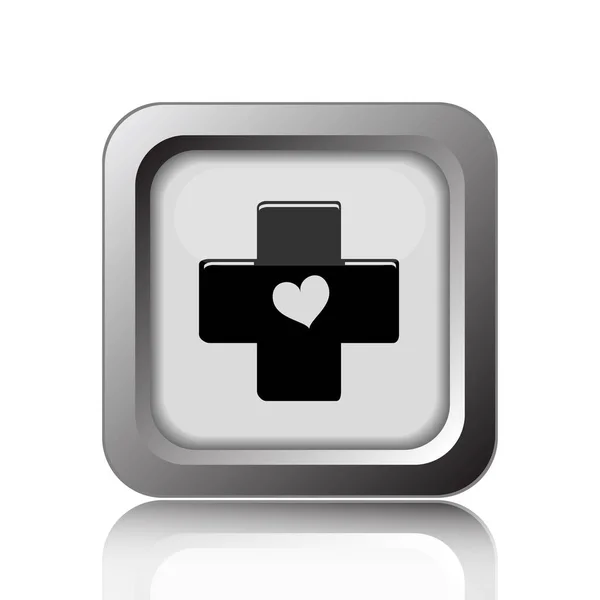 Cross, a szív ikon — Stock Fotó