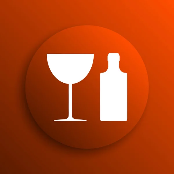 Bottle Glass Icon Internet Button Orange Backgroun — Stock Photo, Image