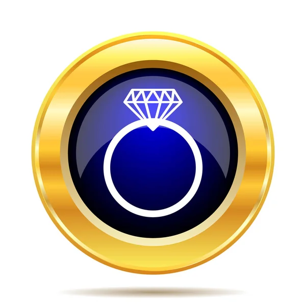 Ícone Anel Diamante Botão Internet Fundo Branco — Fotografia de Stock