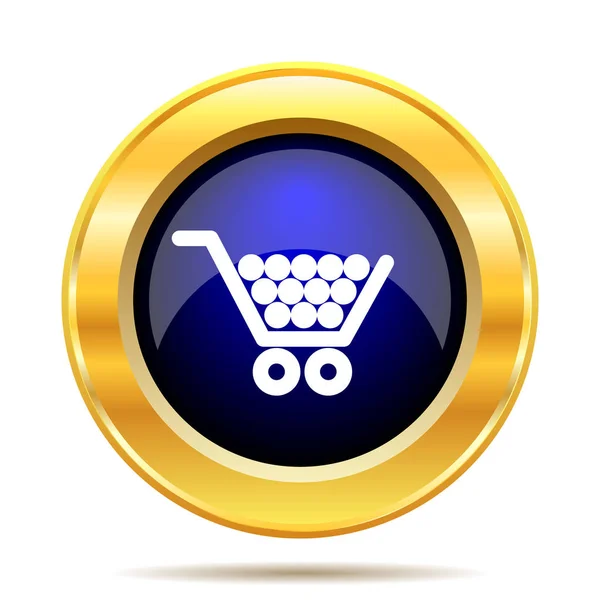 Shopping Cart Ikonen Internet Knappen Vit Bakgrund — Stockfoto