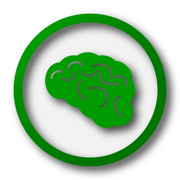 Ikona Mózgu Przycisk Internet Białym Tle — Zdjęcie stockowe