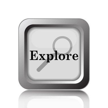 Simge keşfedin. Beyaz arka plan üzerinde Internet düğmesi