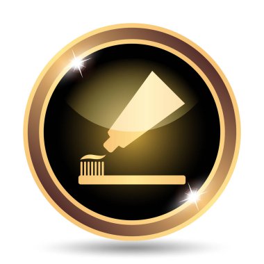 Yapıştır ve fırça simgesini diş. Beyaz arka plan üzerinde Internet düğmesi