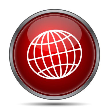 Küre simgesi. Beyaz arka plan üzerinde Internet düğmesi