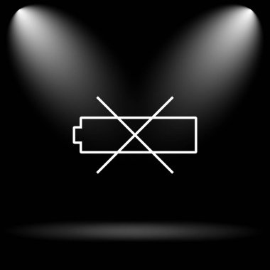 Boş pil simgesi. Siyah arka plan üzerine Internet düğmesi