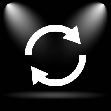 Yeniden iki ok simgesi. Siyah arka plan üzerine Internet düğmesi