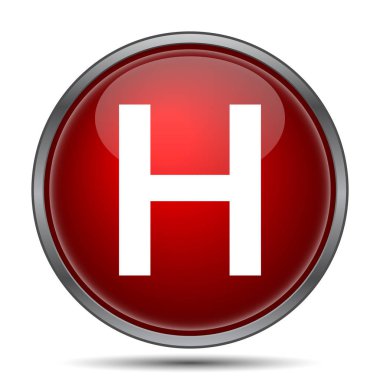 Hastane simgesi. Beyaz arka plan üzerinde Internet düğmesi