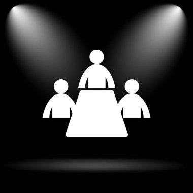 Toplantı odası simgesi. Siyah arka plan üzerine Internet düğmesi