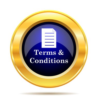 Şartlar ve koşullar simgesi. Beyaz arka plan üzerinde Internet düğmesi