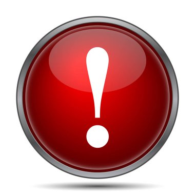 Dikkat simgesi. Beyaz arka plan üzerinde Internet düğmesi