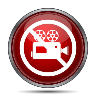 Yasak video kamera simgesi. Beyaz arka plan üzerinde Internet düğmesi