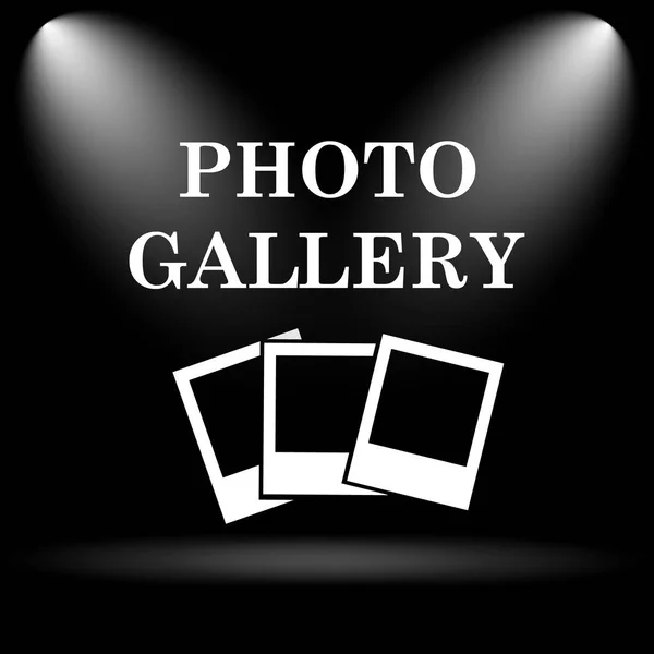 写真ギャラリーのアイコン 黒い背景にインター ネット ボタン — ストック写真