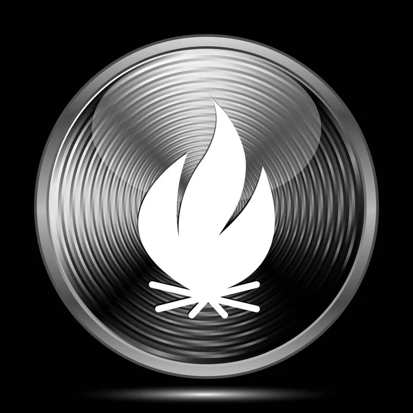 Fire icon. Internet button on black background