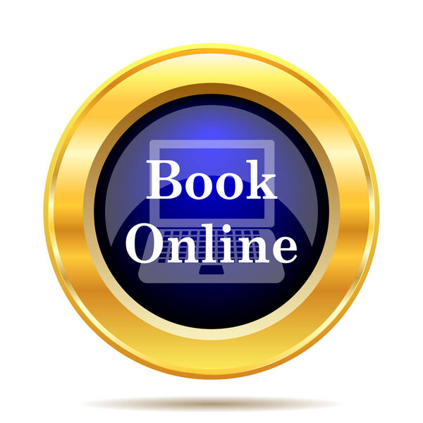 Book online icon. Internet button on white background