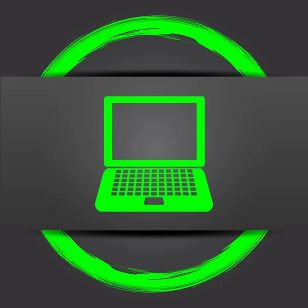 Het Pictogram Van Laptop Internet Knop Met Green Grijze Achtergrond — Stockfoto