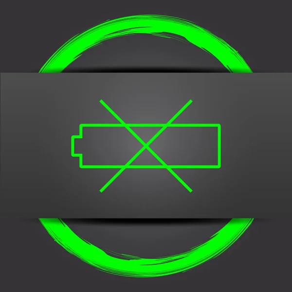 Empty Battery Icon Internet Button Green Grey Background — Stock Photo, Image