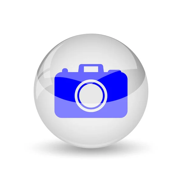 Foto Camera Pictogram Internet Knop Witte Achtergrond — Stockfoto