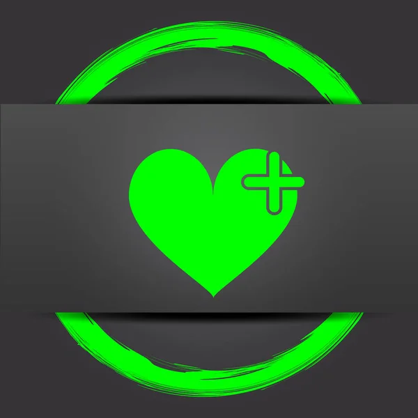 Corazón Con Icono Cruz Botón Internet Con Verde Sobre Fondo —  Fotos de Stock
