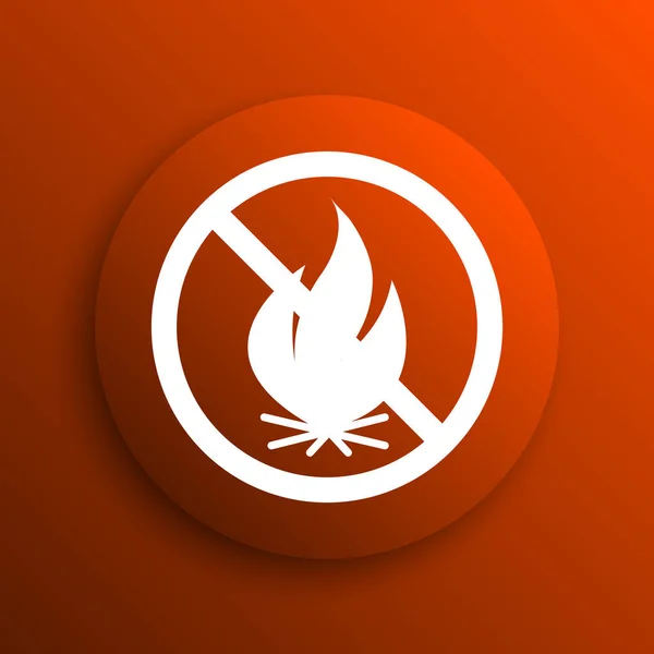 Icono Prohibido Fuego Botón Internet Sobre Fondo Naranja — Foto de Stock