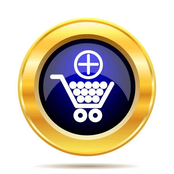 Alışveriş Sepeti Simgesini Ekleyin Beyaz Arka Plan Üzerinde Internet Düğmesi — Stok fotoğraf