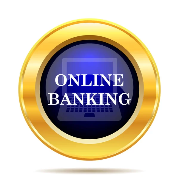 Icona Del Banking Online Pulsante Internet Sfondo Bianco — Foto Stock