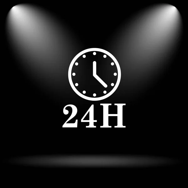 Ícone Relógio 24H Botão Internet Fundo Preto — Fotografia de Stock