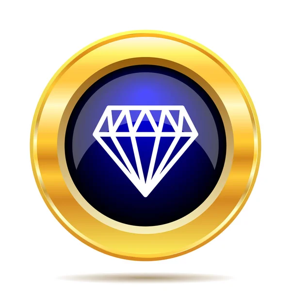 Ícone Diamante Botão Internet Fundo Branco — Fotografia de Stock