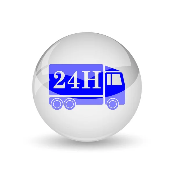 24H Dodací Truck Ikona Internet Tlačítko Bílém Pozadí — Stock fotografie