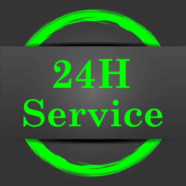 24H Service Icon Internet Button Green Grey Background — Stock Photo, Image