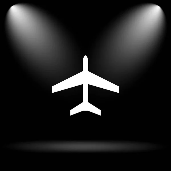 Flugzeug Symbol Internet Taste Auf Schwarzem Hintergrund — Stockfoto