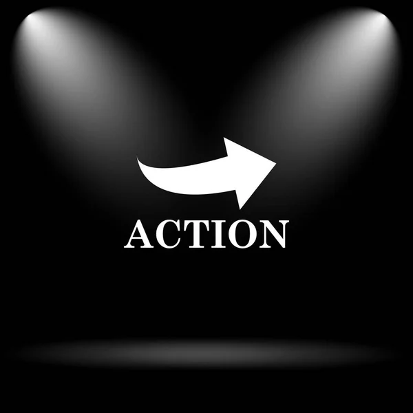 Action Icon Internet Button Black Background — Stock Photo, Image