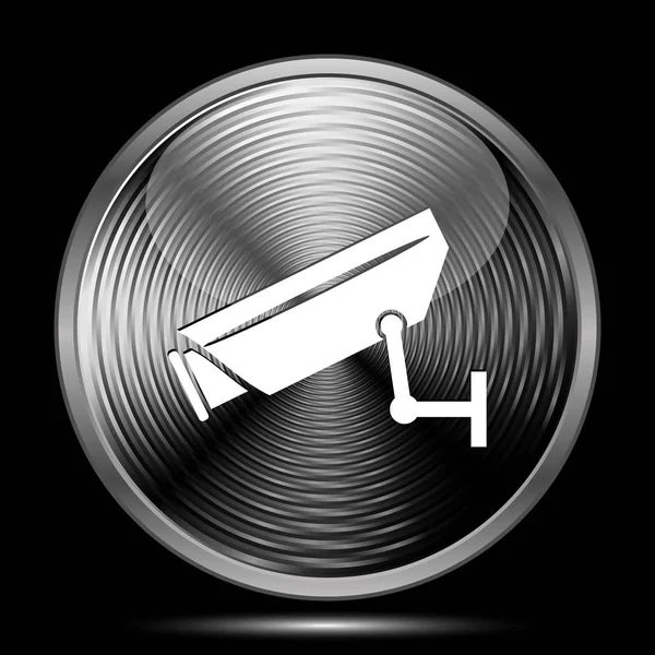 監視カメラのアイコン 黒い背景にインター ネット ボタン — ストック写真