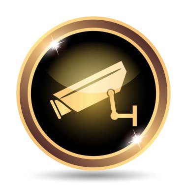 Gözetim kamera simgesi. Beyaz arka plan üzerinde Internet düğmesi