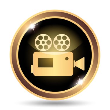 Video kamera simgesi. Beyaz arka plan üzerinde Internet düğmesi