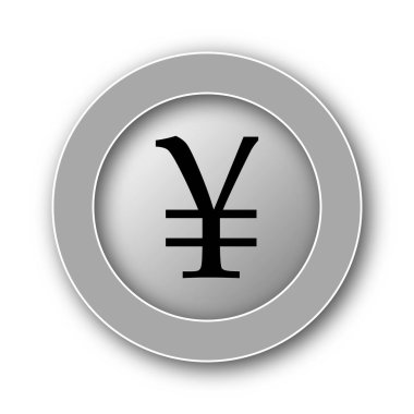 Yen simgesi. Beyaz arka plan üzerinde Internet düğmesi