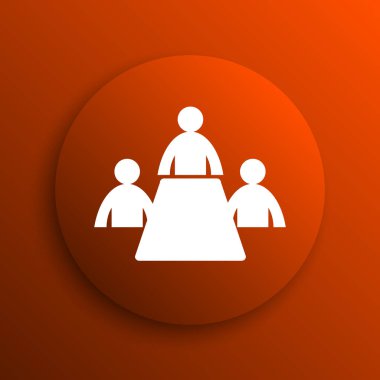 Toplantı odası simgesi. Portakal adam Internet düğmesini