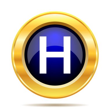 Hastane simgesi. Beyaz arka plan üzerinde Internet düğmesi