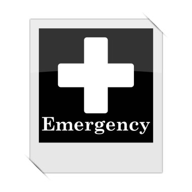 Beyaz adam fotoğrafı içinde acil durum simgesi