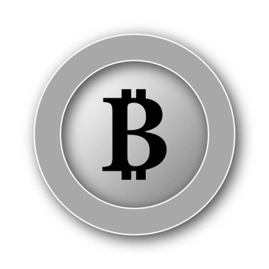 Bitcoin simgesi. Beyaz arka plan üzerinde Internet düğmesi